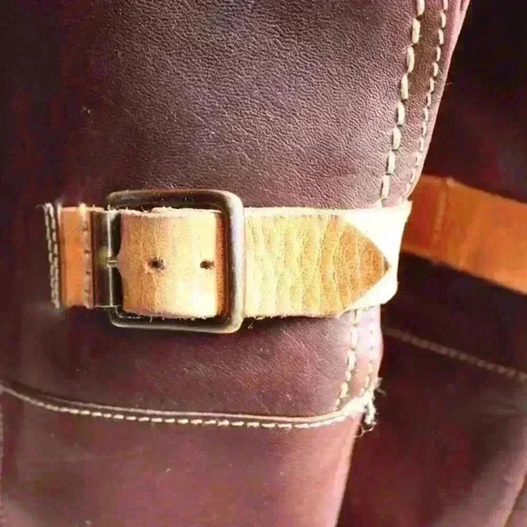 VINTAGE FRYE Brown Knee High Fold Over Riding Boots Buckle Back Women 5.5 - 6 - Picture 9 of 16